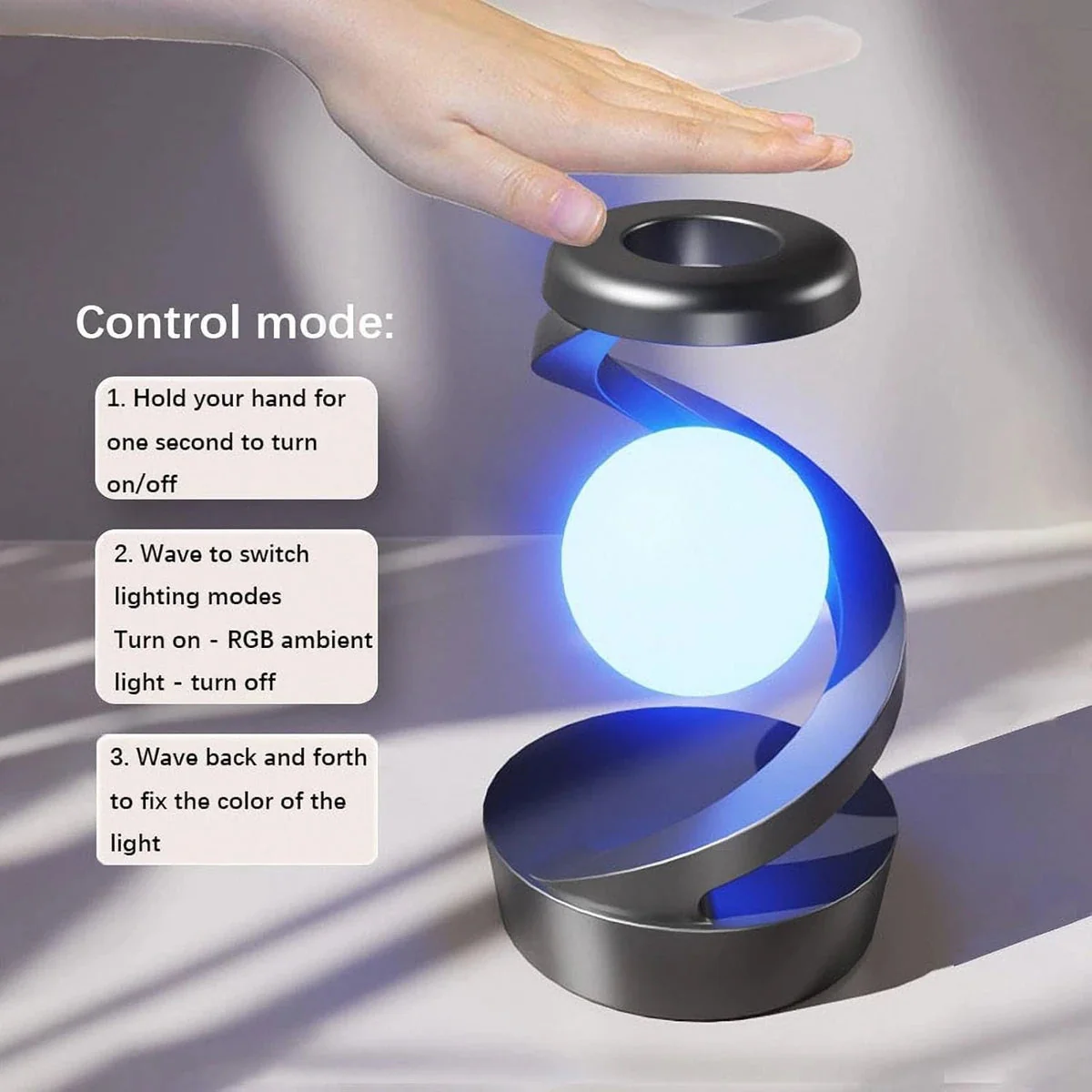 Rotating Suspension RGB LED Lamp with Wireless Charger & Gesture Control - Image 4